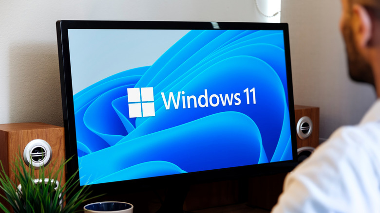 Windows 11 logo on a laptop screen
