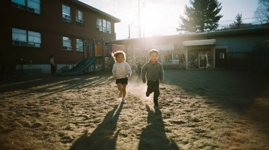 Niños jugando en el patio del recreo