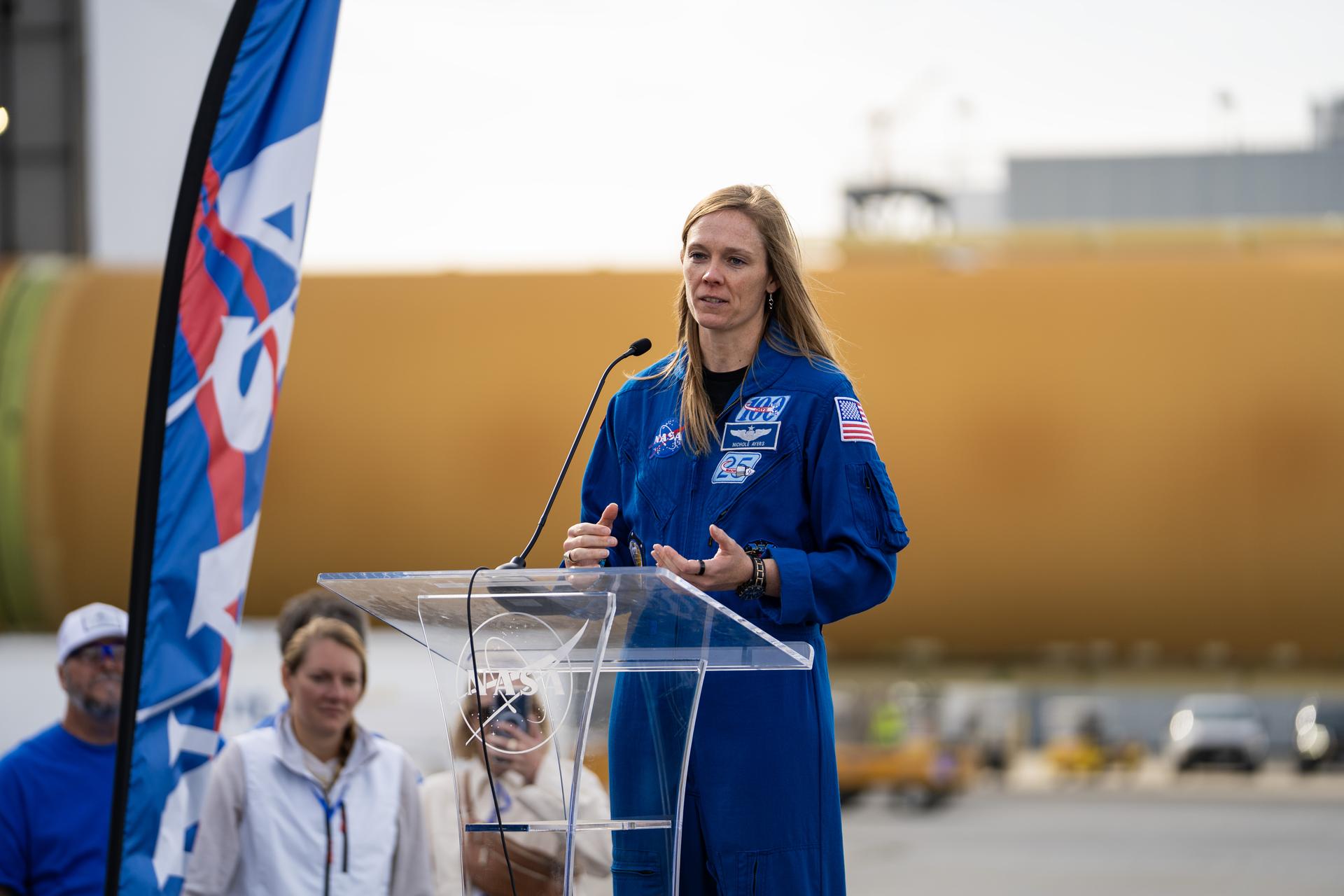 NASA moved the core stage, or the largest section, of the SLS (Space Launch System) rocket that will launch the crewed Artemis III mission in 2027 from the agency’s Michoud Assembly Facility to the agency’s Pegasus barge in New Orleans on April 20. The barge will ferry the top four-fifths – the section containing the liquid hydrogen tank, liquid oxygen tank, intertank, and forward skirt – of the SLS core stage to NASA’s Kennedy Space Center in Florida to complete outfitting and vertical integration.  Teams with NASA and Boeing, the SLS core stage lead contractor, used specialized transporters to guide the top four-fifths from the NASA rocket factory to Pegasus. Prior to the move, technicians added an engine section transportation simulator to the rocket stage for shipment to the Space Coast.  Next year’s Artemis III mission will launch astronauts to Earth’s orbit aboard the Orion spacecraft on top of SLS to test rendezvous and docking capabilities between Orion and commercial spacecraft needed to land Artemis IV astronauts on the Moon in 2028. NASA’s SLS is the only rocket capable of sending Orion, astronauts, and supplies to the Moon in a single launch.