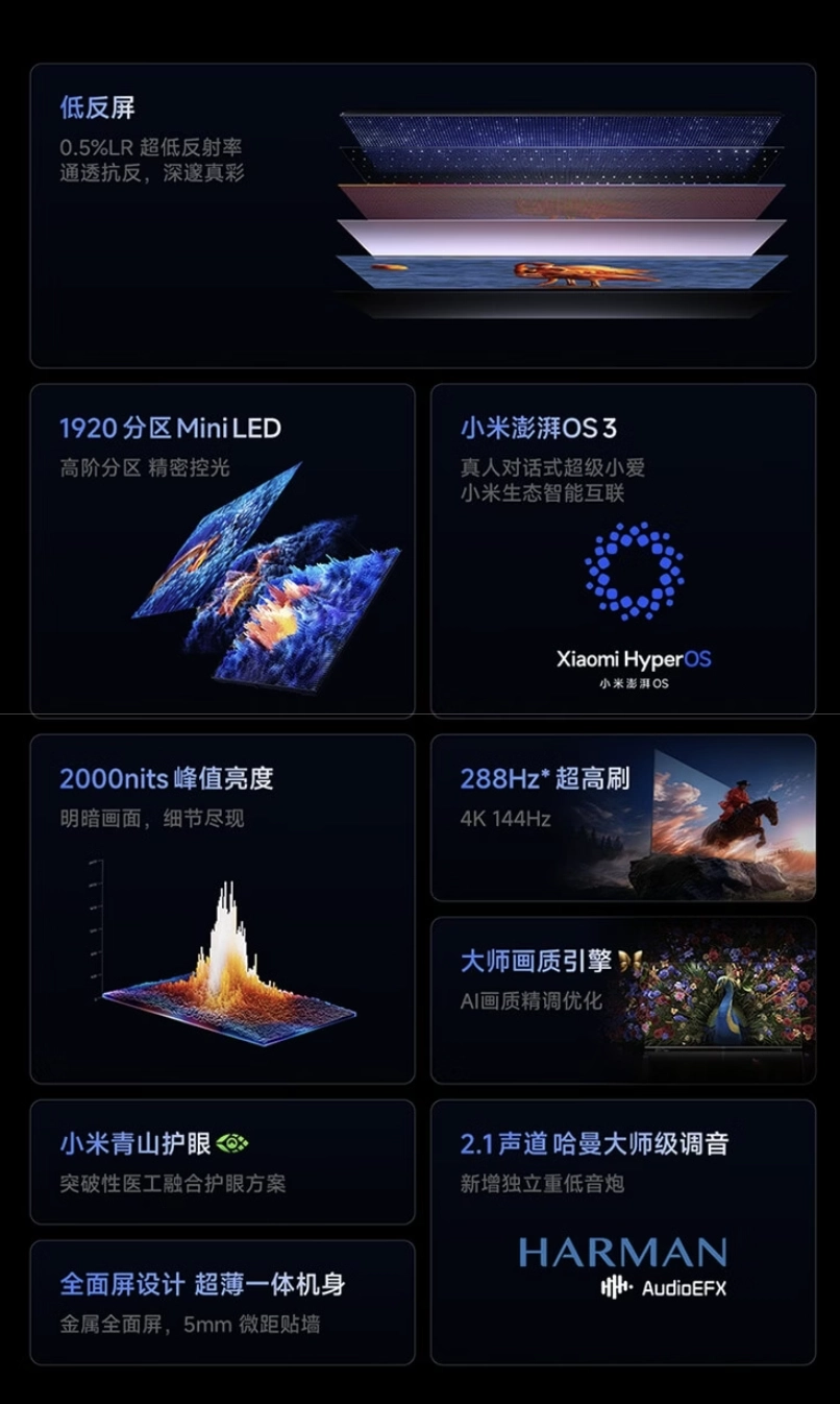 2634 起:小米电视 S Mini LED 2026 正式发售,峰值亮度 2000 尼特