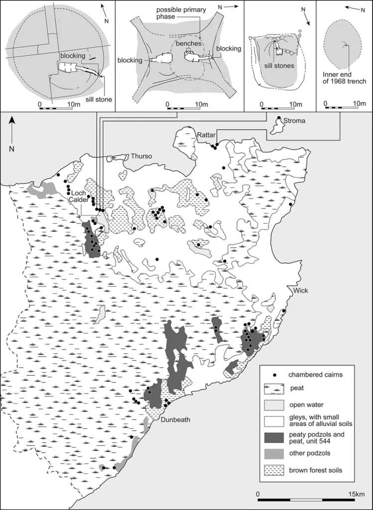 Distribución de las tumbas de cámara de Caithness