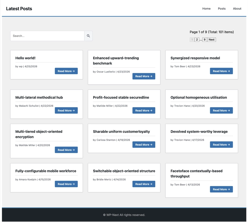 WP Next Editor latest posts dynamic data example