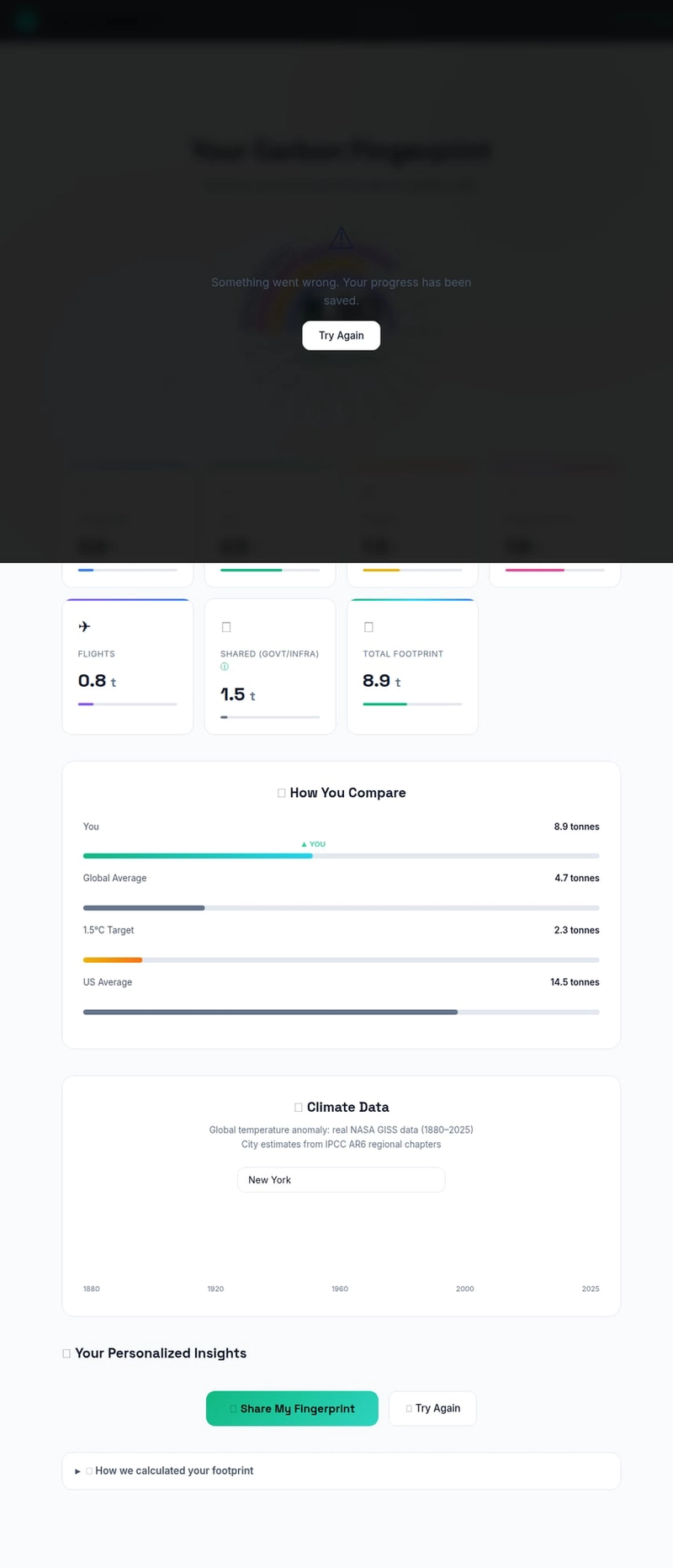 Results Page — SVG Fingerprint + Category Breakdown