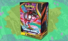 The Pokémon TCG Mega Evolution — Chaos Rising Build & Battle Box on a green background