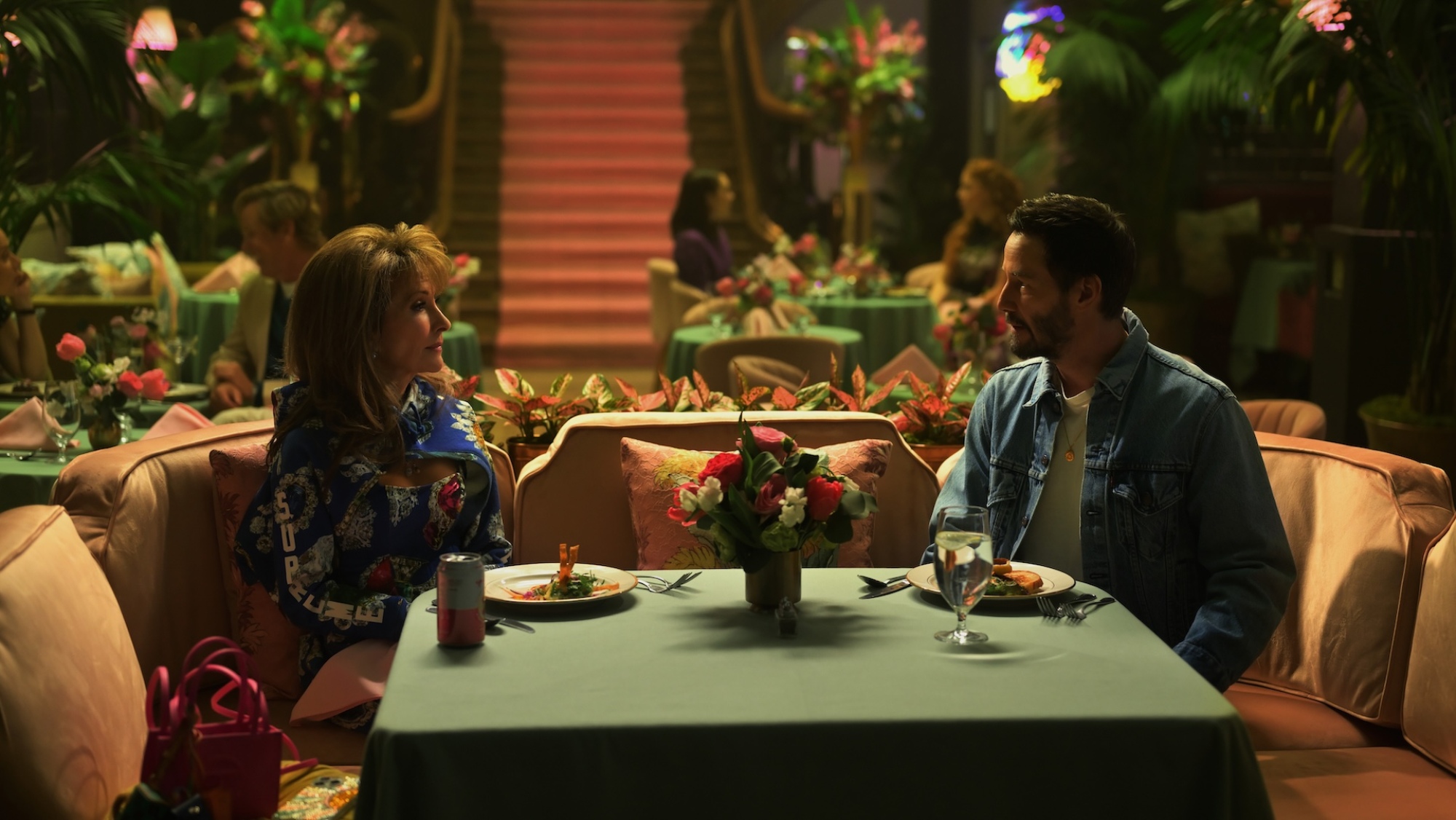 Susan Lucci and Keanu Reeves in "Outcome."