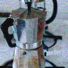 A distorted photograph of a moka coffee pot