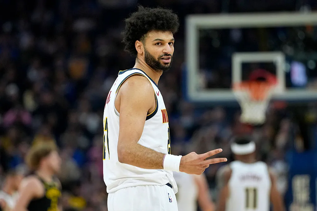 SAN FRANCISCO, CALIFORNIA - FEBRUARY 22: Jamal Murray #27 of the Denver Nuggets looks on against the Golden State Warriors in the first half of an NBA basketball game at Chase Center on February 22, 2026 in San Francisco, California. NOTE TO USER: User expressly acknowledges and agrees that, by downloading and or using this photograph, User is consenting to the terms and conditions of the Getty Images License Agreement. (Photo by Thearon W. Henderson/Getty Images)