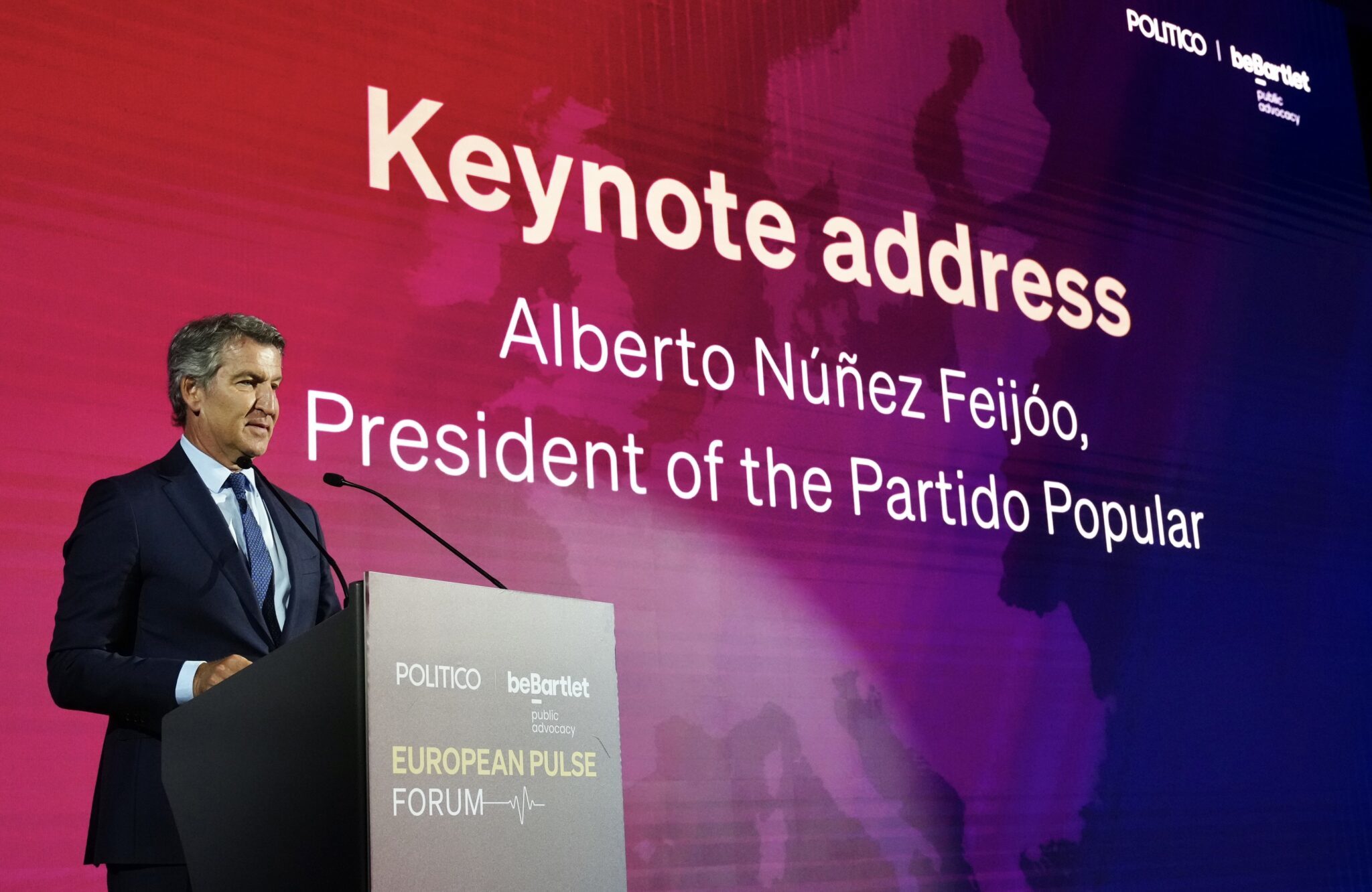 El presidente del PP, Alberto N��ez Feij�o, en el European Pulse Forum.