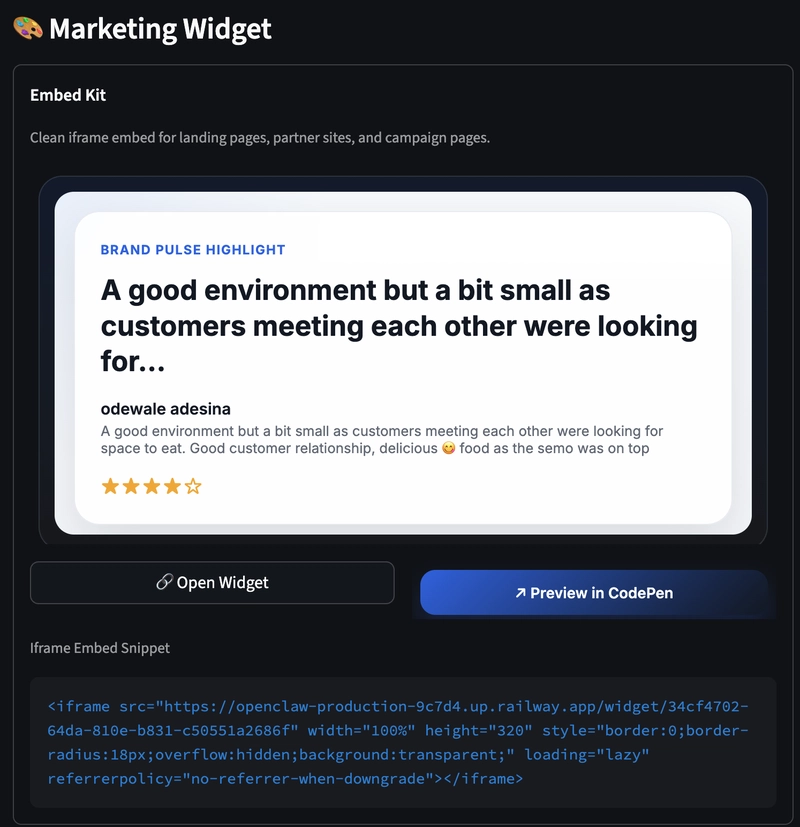 Marketing Widget