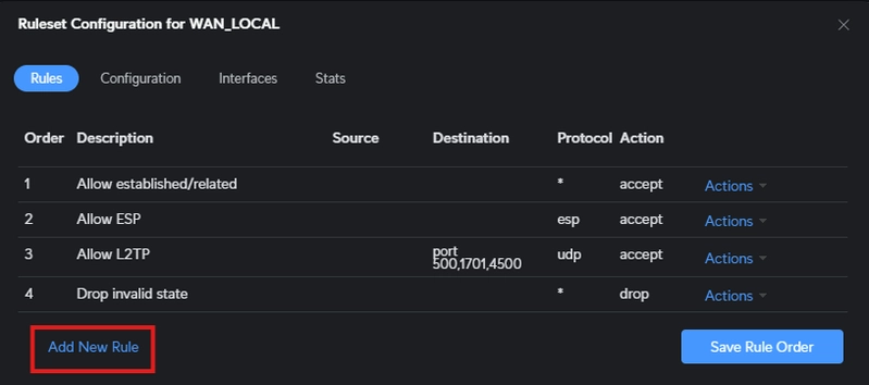 Ruleset Configurations for WAN_LOCAL