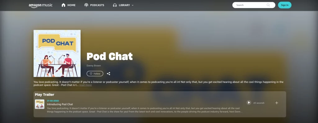 Pod Chat podcast description on Amazon Music