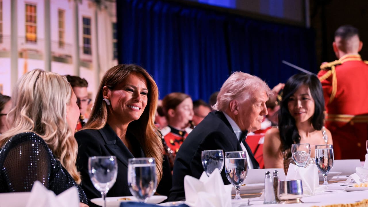 US PRESIDENT Donald Trump, first lady Melania Trump, White House Press Secretary Karoline Leavitt and CBS News senior White House correspondent Weijia Jiang attend the annual White House Correspondents' Association dinner in Washington, DC, US, April 25, 2026. US PRESIDENT Donald Trump, first lady Melania Trump, White House Press Secretary Karoline Leavitt and CBS News senior White House correspondent Weijia Jiang attend the annual White House Correspondents' Association dinner in Washington, DC, US, April 25, 2026.