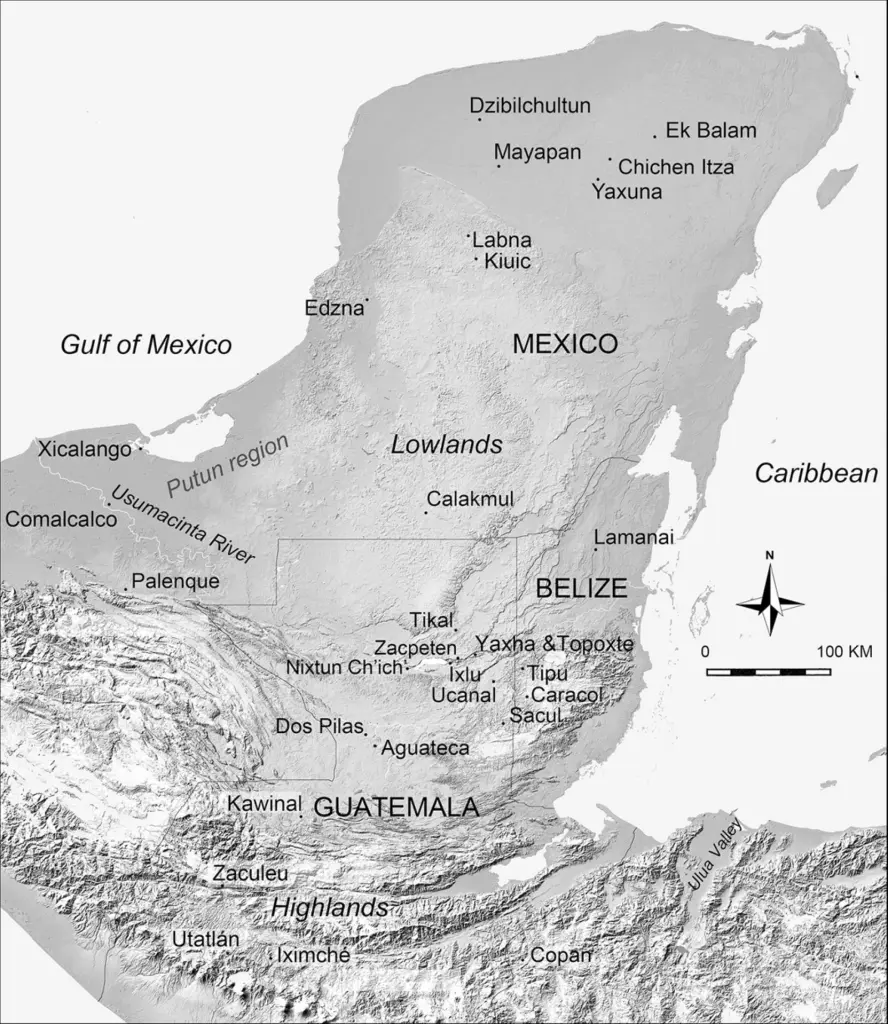 Mapa del área maya