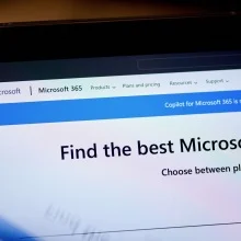 The Microsoft 365 website on a laptop