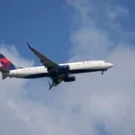 A Delta Airlines plane lands at Sarasota-Bradenton International Airport.