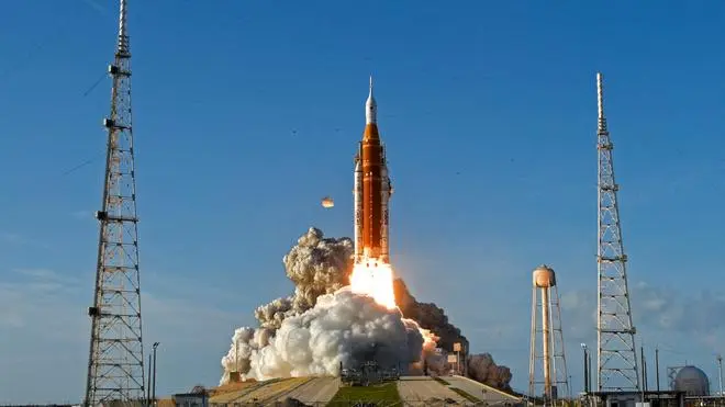 NASA’s Artemis II mission, featuring the Space Launch System (SLS) rocket and Orion crew capsule, lifts off from Kennedy Space Center, Florida, on April 1, 2026. NASA’s Artemis II mission, featuring the Space Launch System (SLS) rocket and Orion crew capsule, lifts off from Kennedy Space Center, Florida, on April 1, 2026.