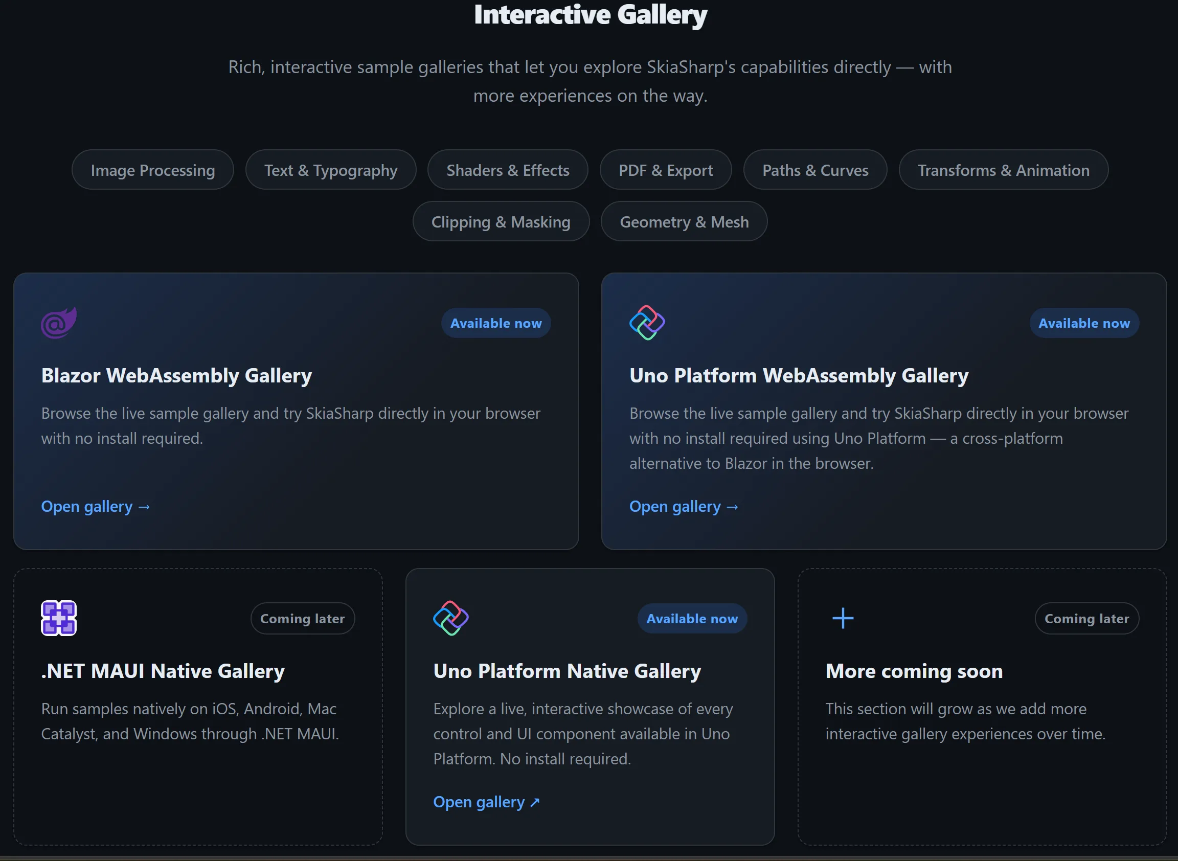 Visual of the interactive gallery page