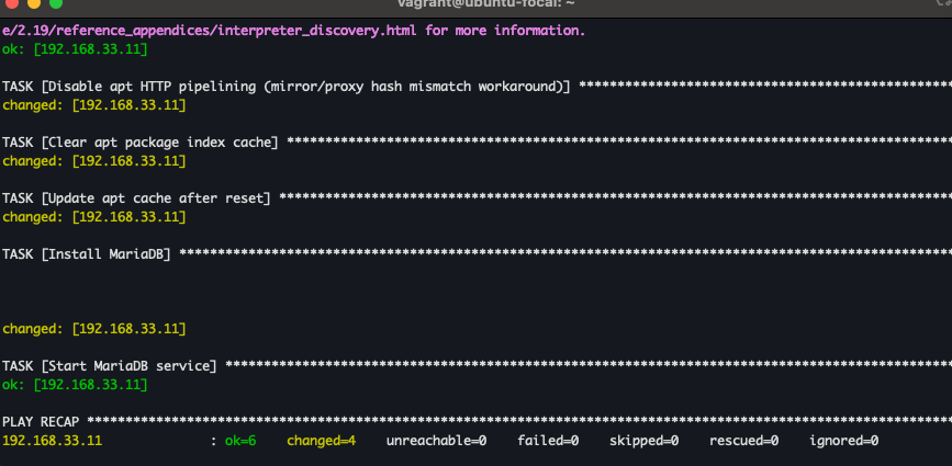 terminal screenshot of playbook run completion