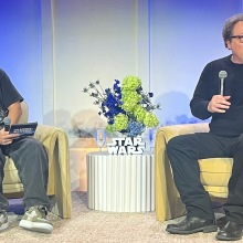 Bobby Kim and Jon Favreau talk Star Wars spring toy line at Toy Fair event. 