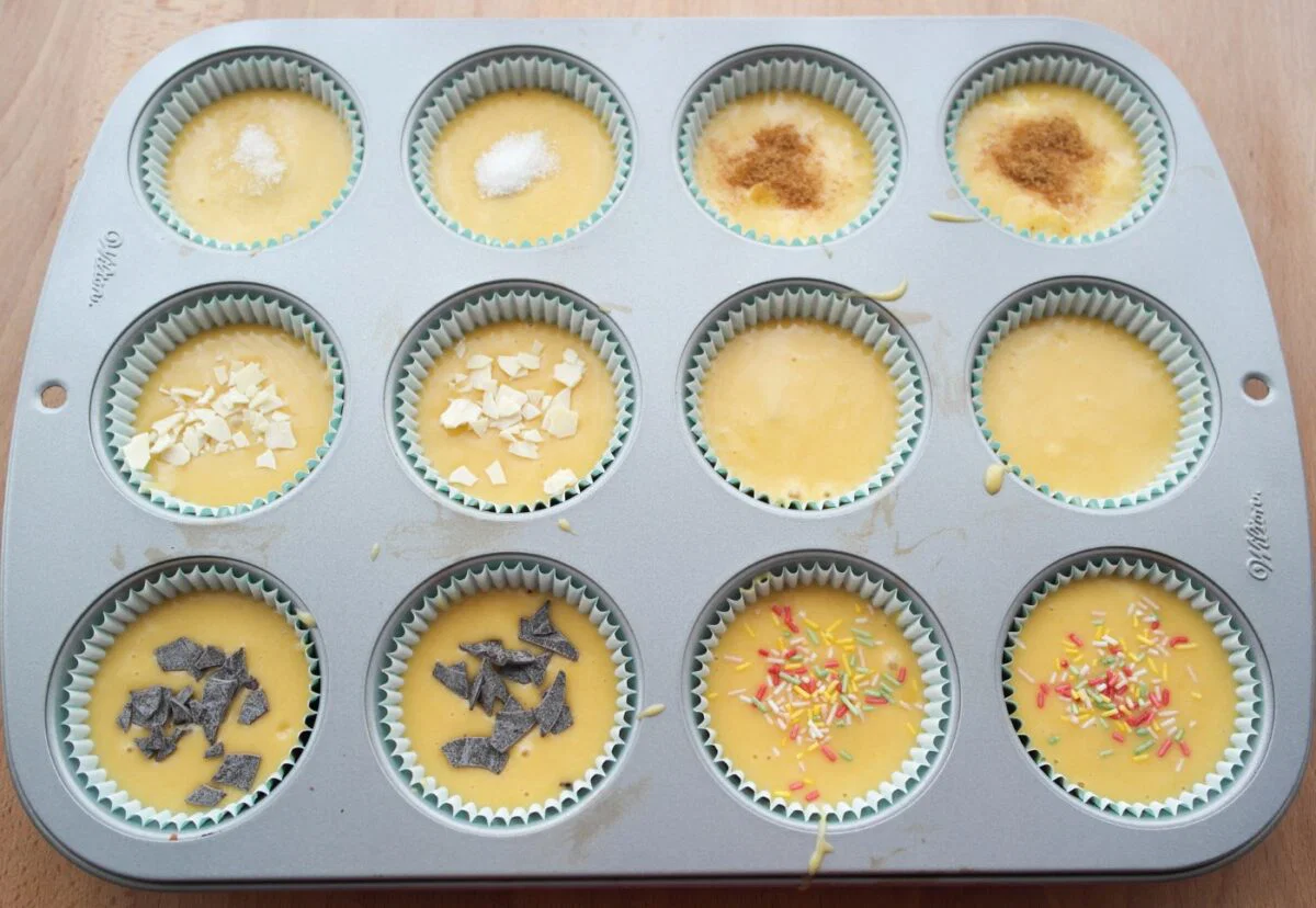 Magdalenas rellenas con varios rellenos. Un postre muy sencillo