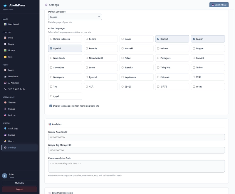 Multilingual CMS without plugins