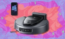 3i G10+ Robot Vacuum and Mop on pink and purple abstract background