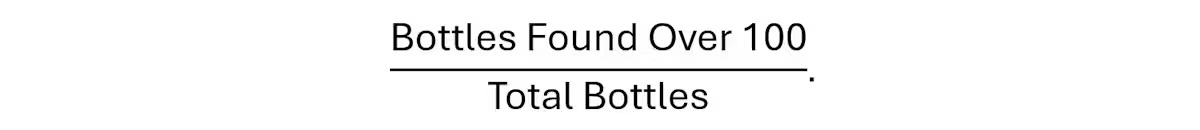 Diagrams, equations and graphs showing the calculations of how often a message in a bottle is found.