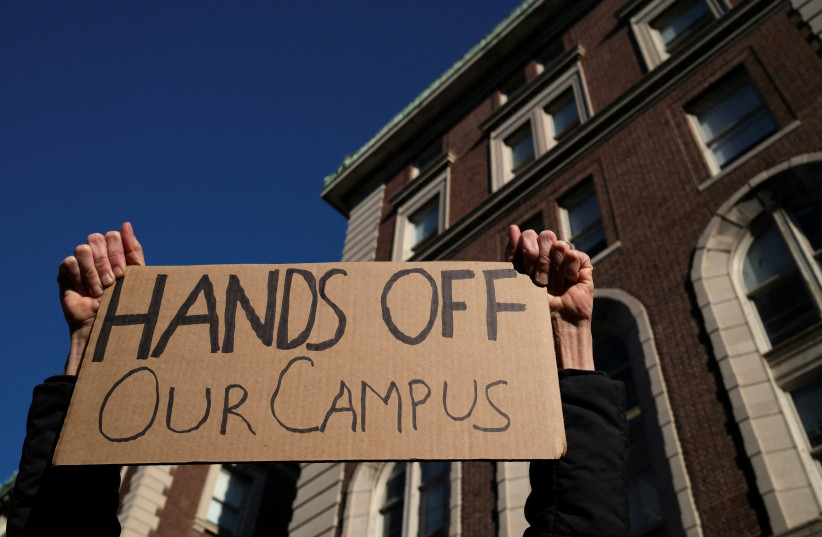 People participate in a protest organized by Columbia University students and professors against U.S. President Donald J. Trump's immigration policies and to demand that the school establish itself as a sanctuary campus, in New York City, US, February 5, 2026.