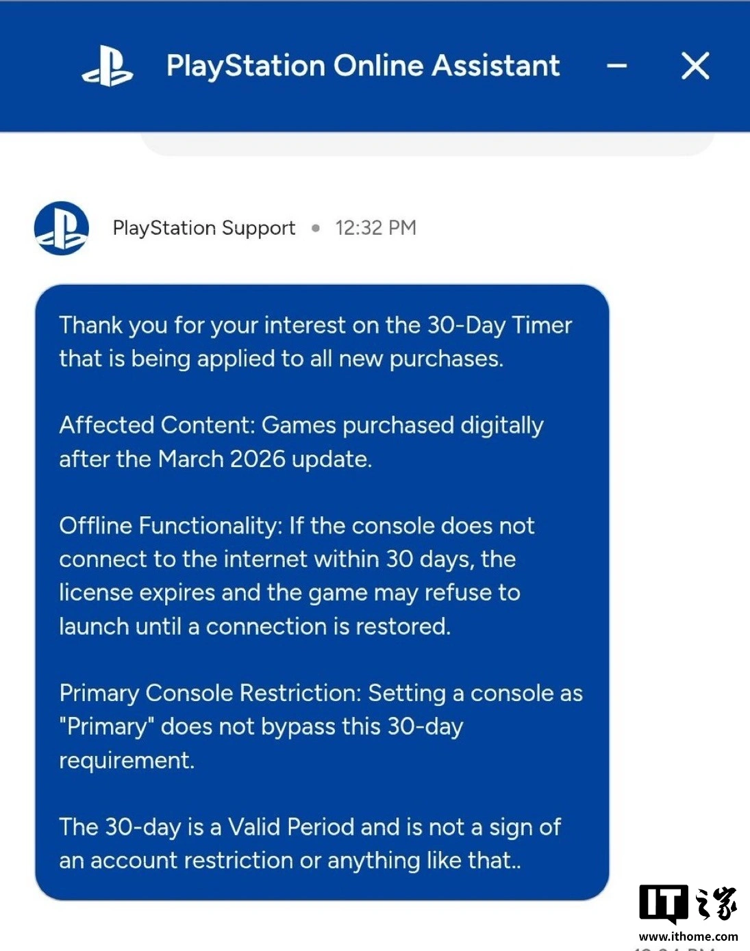 并非 Bug:索尼确认 PlayStation 5 新购数字版游戏每 30 天需联网“打卡”,相关政策已于 3 月更新后生效