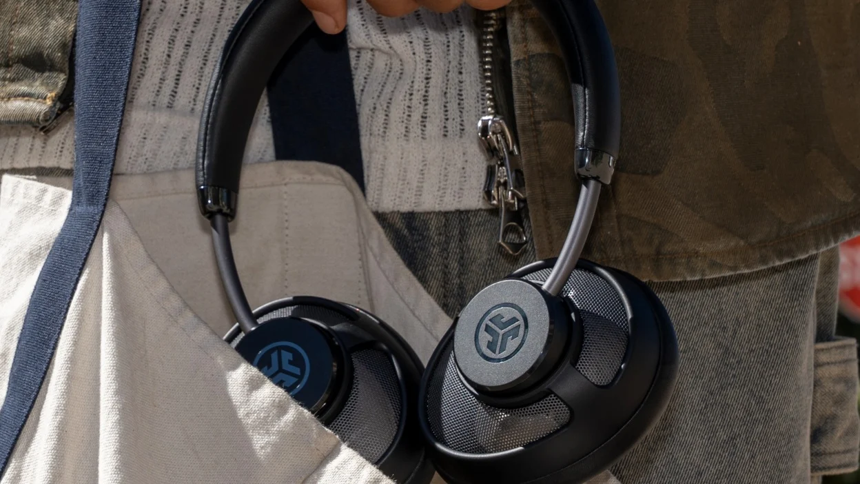 jlab open headphones going into bag