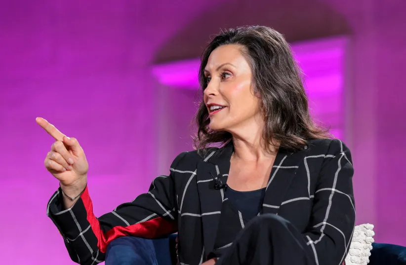 Michigan Governor Gretchen Whitmer speaks during the 2026 Infrastructure Summit of government officials, corporate executives, and labor leaders, in Washington, DC, US, March 11, 2026.