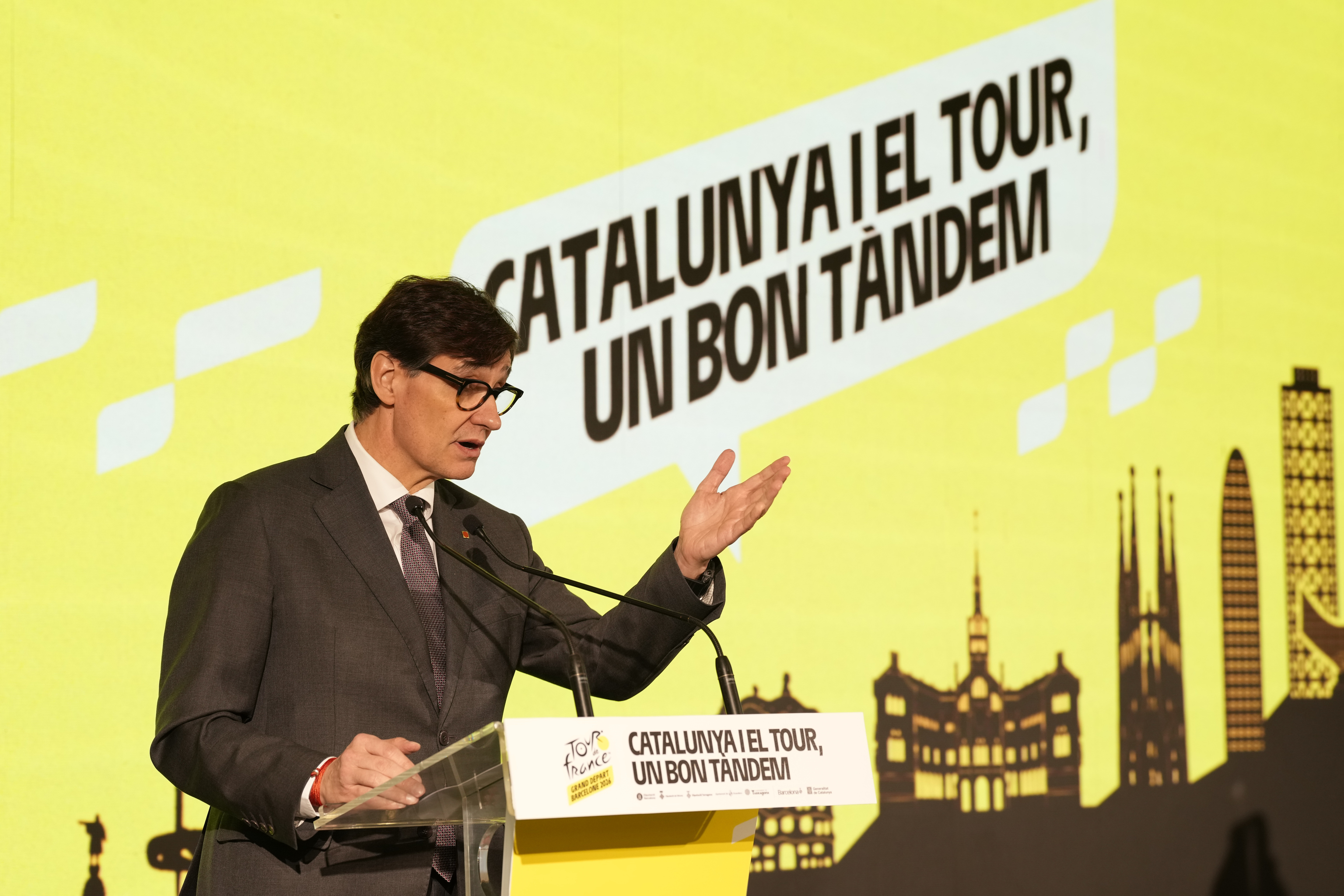El presidente de la Generalitat, Salvador Illa, durante la presentaci�n del Tour.