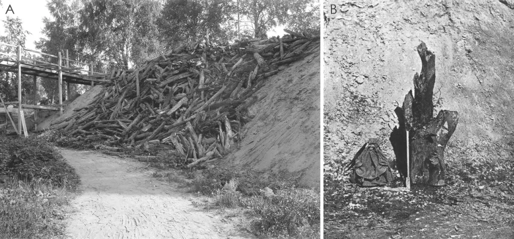 Madera extraída del montículo durante las excavaciones de 1939–1940