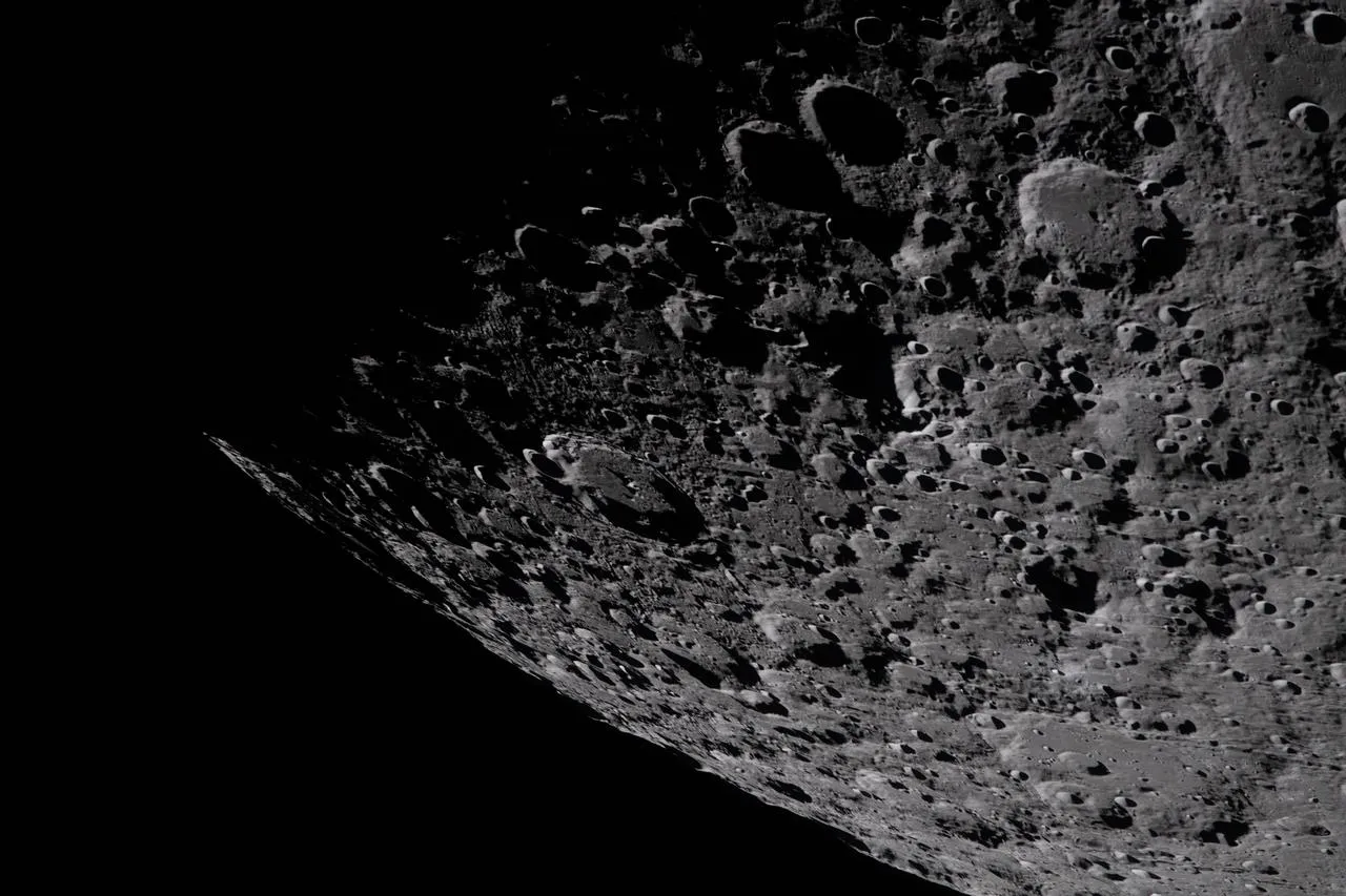 An extremely close view of the Moon's south pole, a region of particular interest as NASA is eyeing it as a place to land during its first crewed mission to the lunar surface.