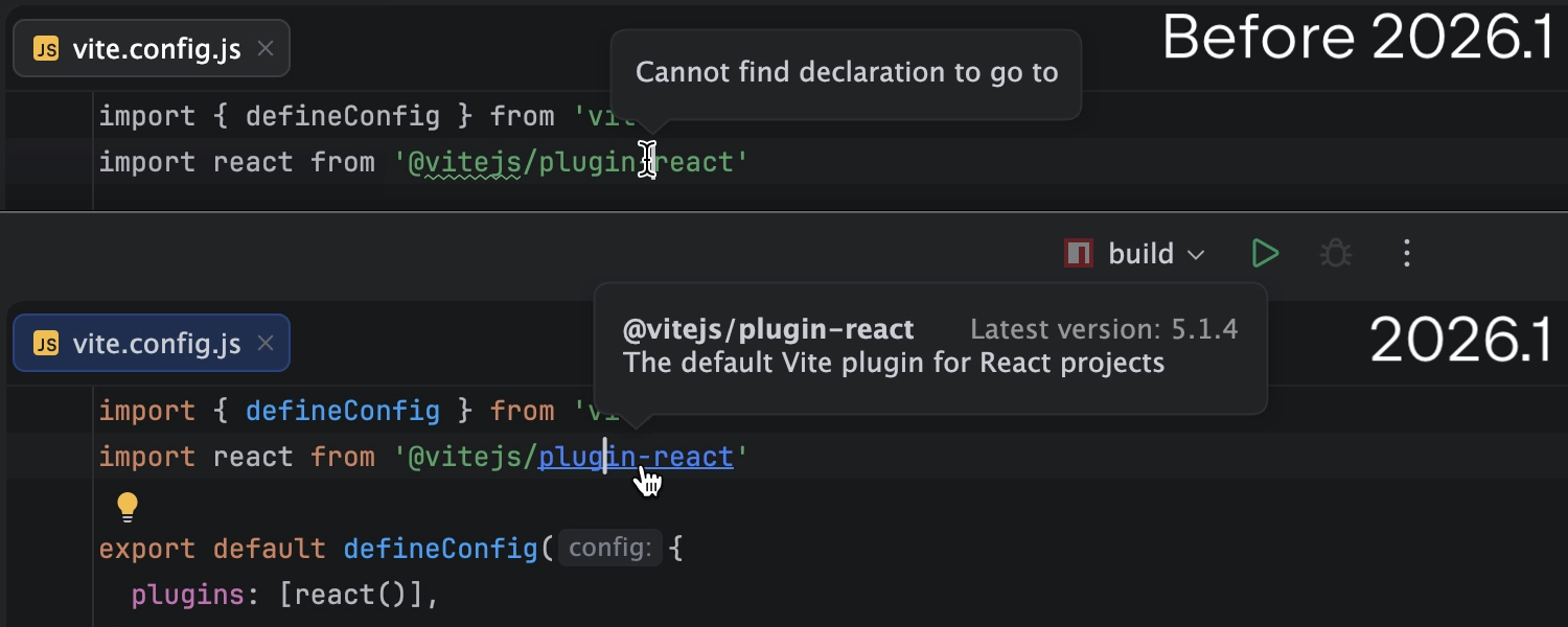 code navigation for JS and TS