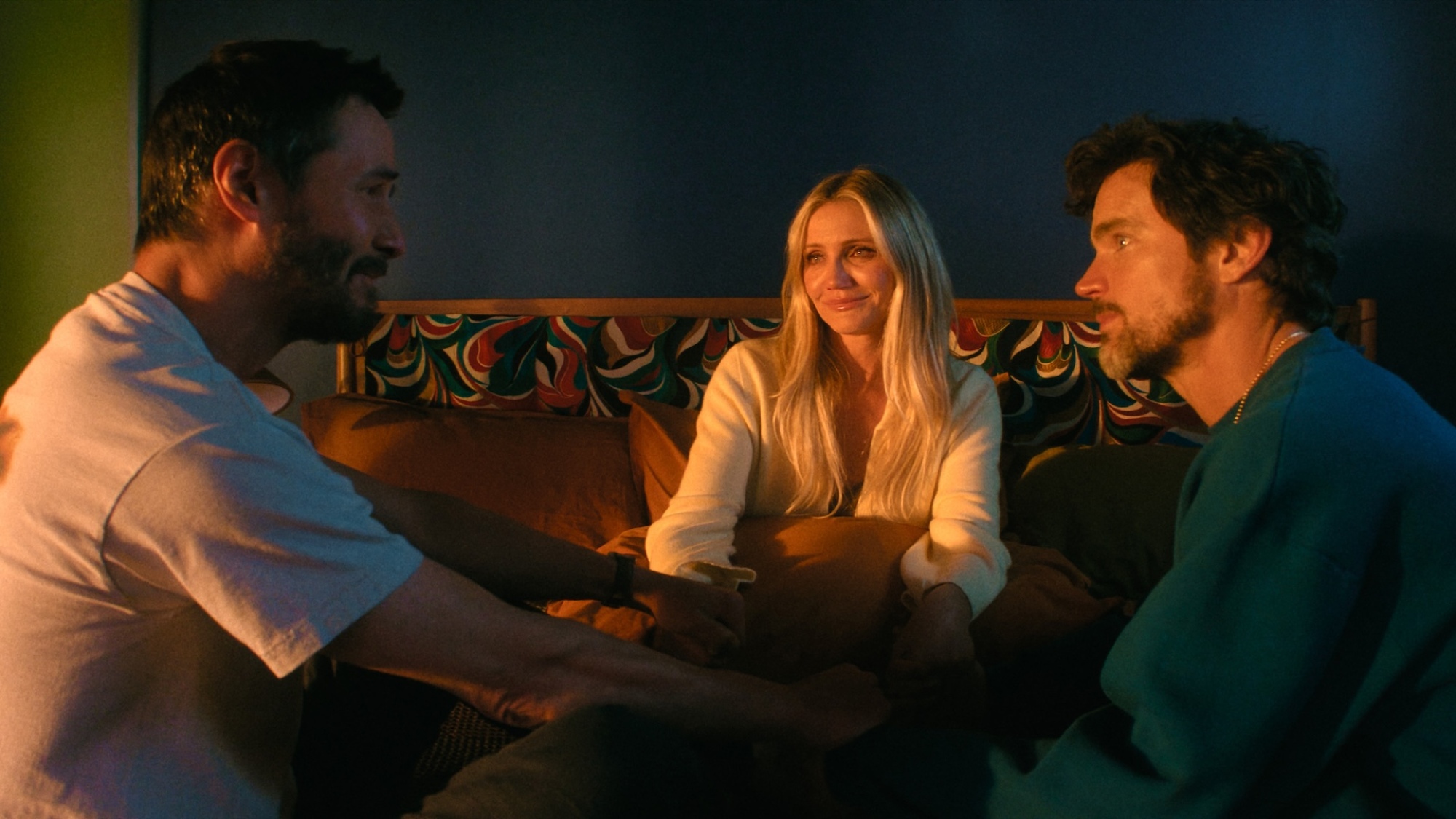 Keanu Reeves, Cameron Diaz, and Matt Bomer in "Outcome."