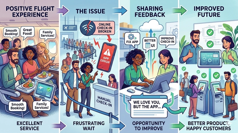 Image about airlines service example for sharing feedback