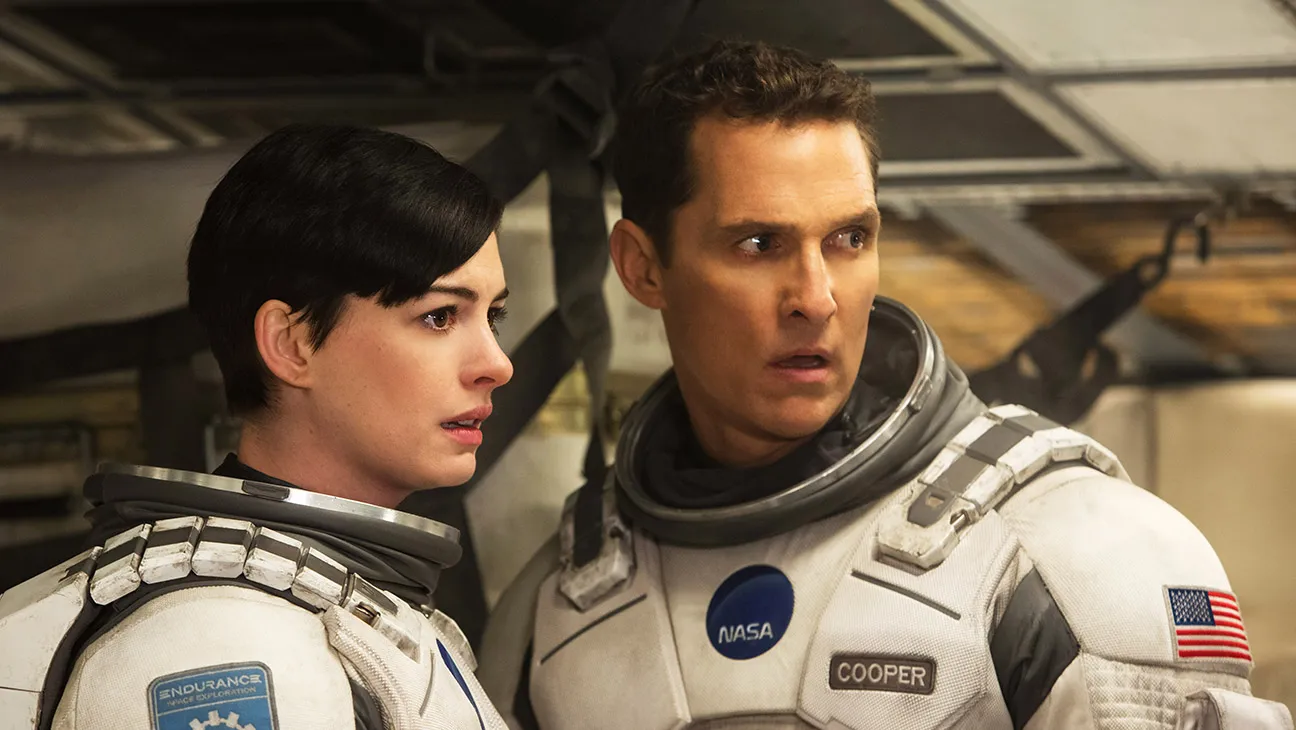 Interstellar, from left: Anne Hathaway, Matthew McConaughey, 2014.