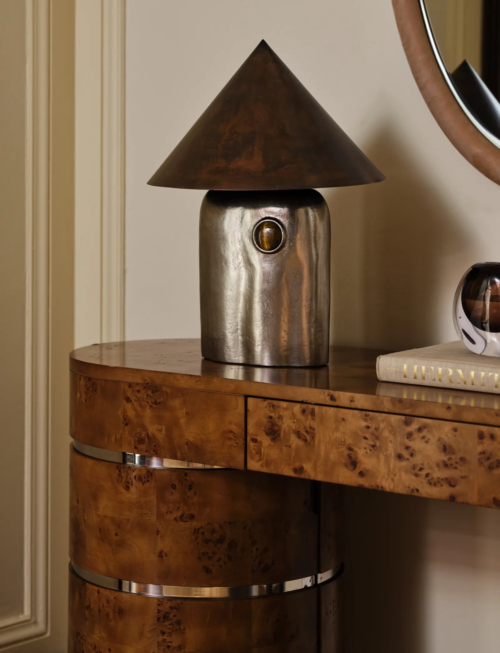Image may contain Lamp Table Lamp Wood and Furniture