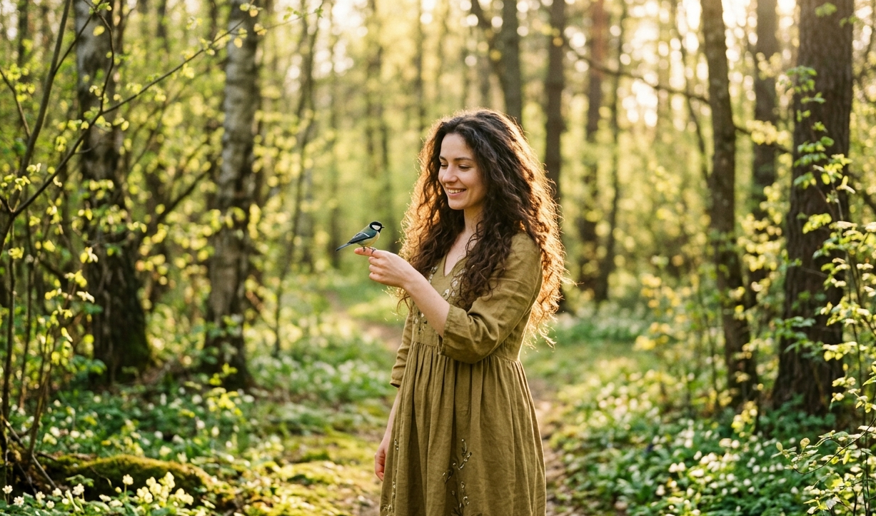 Весенняя фотосессия с птицей Весенняя фотосессия с птицей