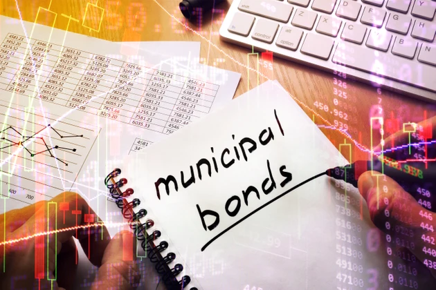 Municipal bonds written in a note. Trading concept.