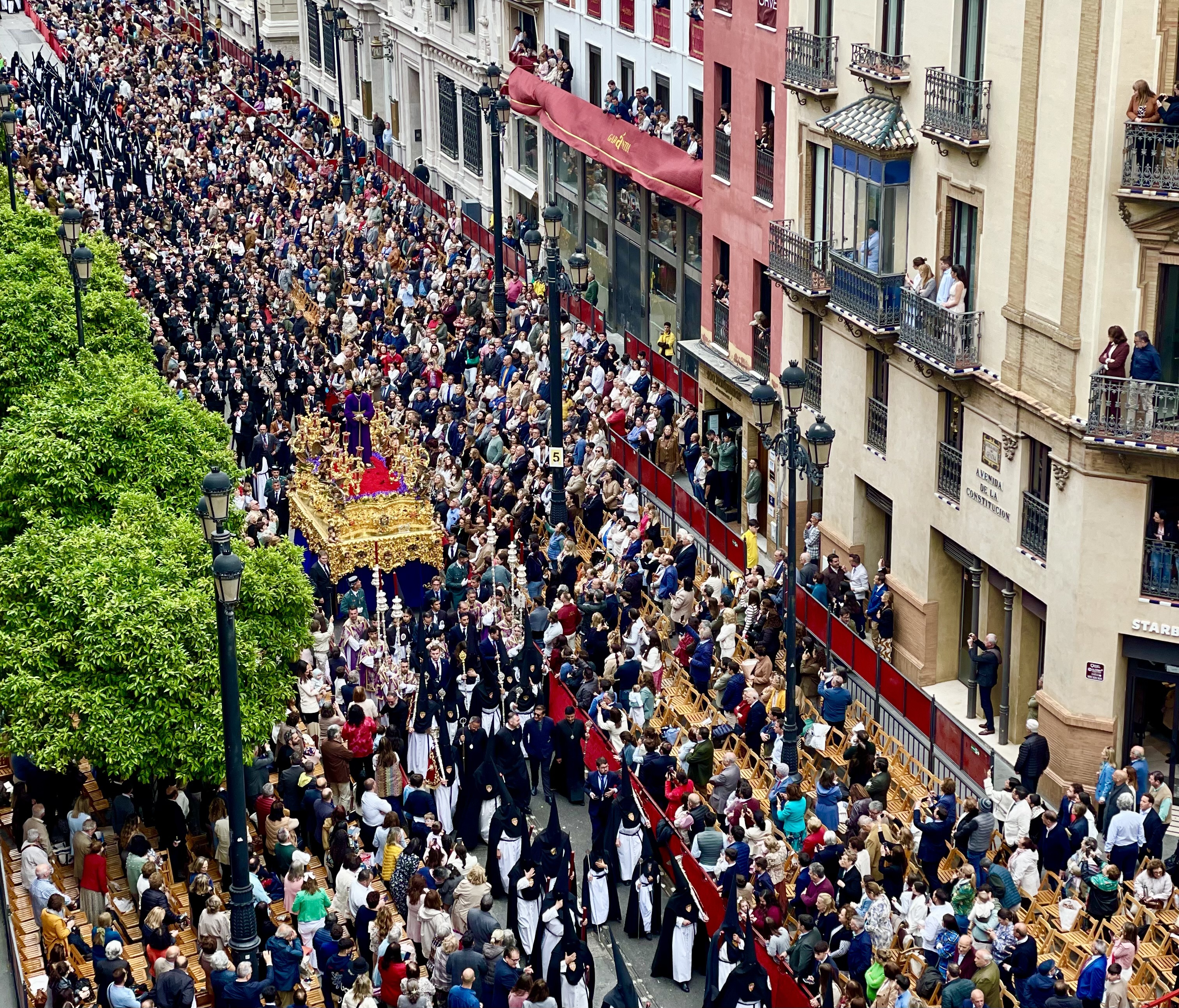 Una de las procesiones vista desde un balc�n frente a la Catedral.