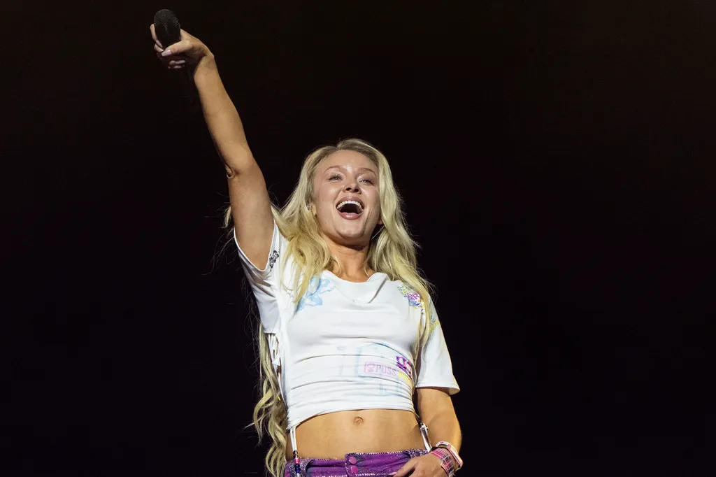 Image may contain Zara Larsson Head Person Face Adult Happy Blouse and Clothing
