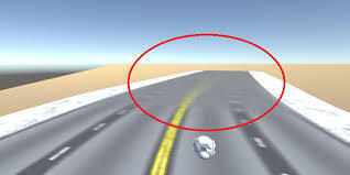 Road texture becoming blurry at an angle in a 3D scene, highlighted to show loss of detail in the distance