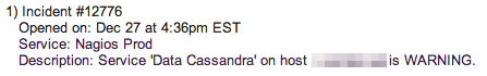 Typical alert with no useful information