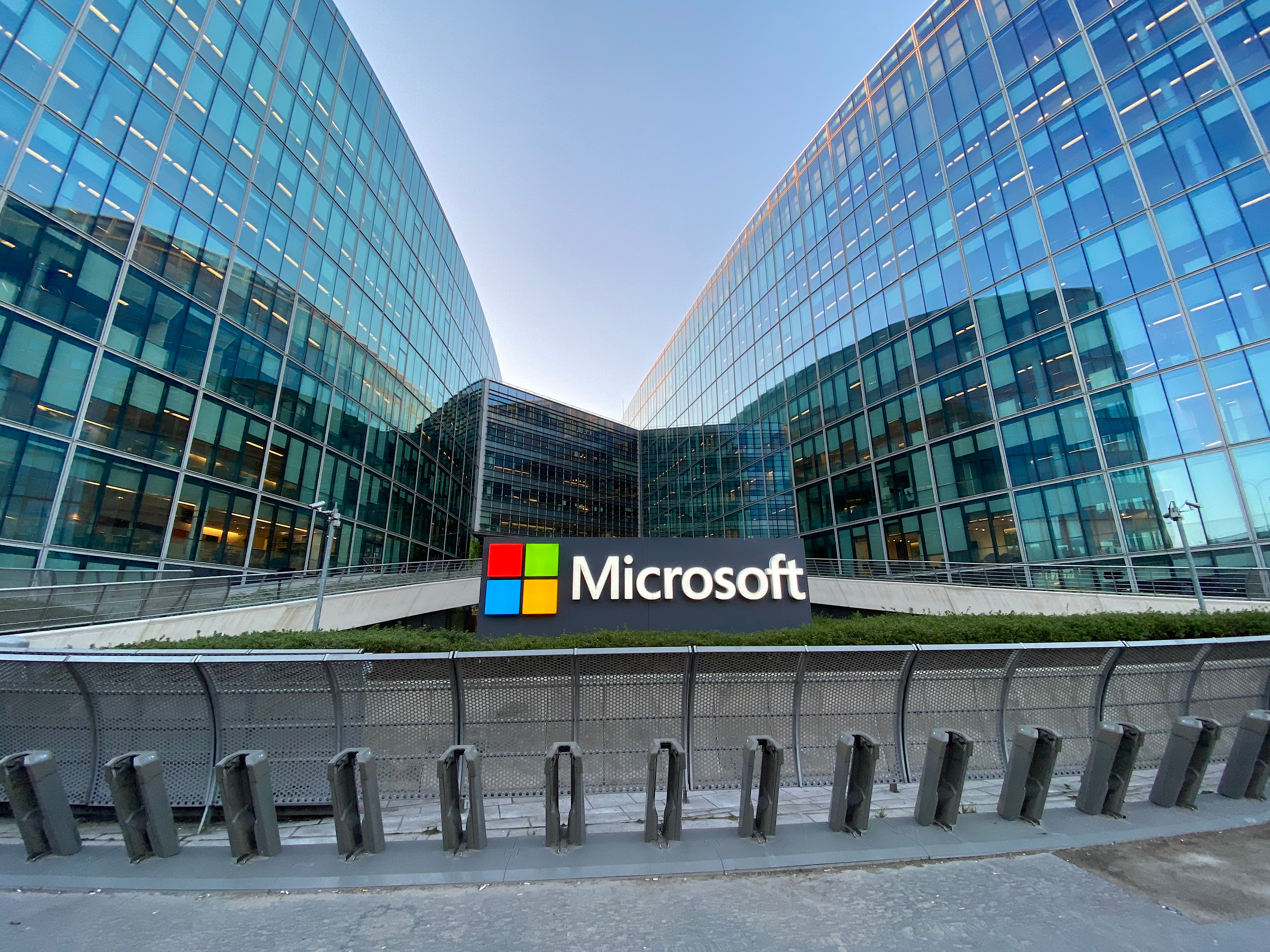 Microsoft France headquarters entrance in Issy les Moulineaux near Paris