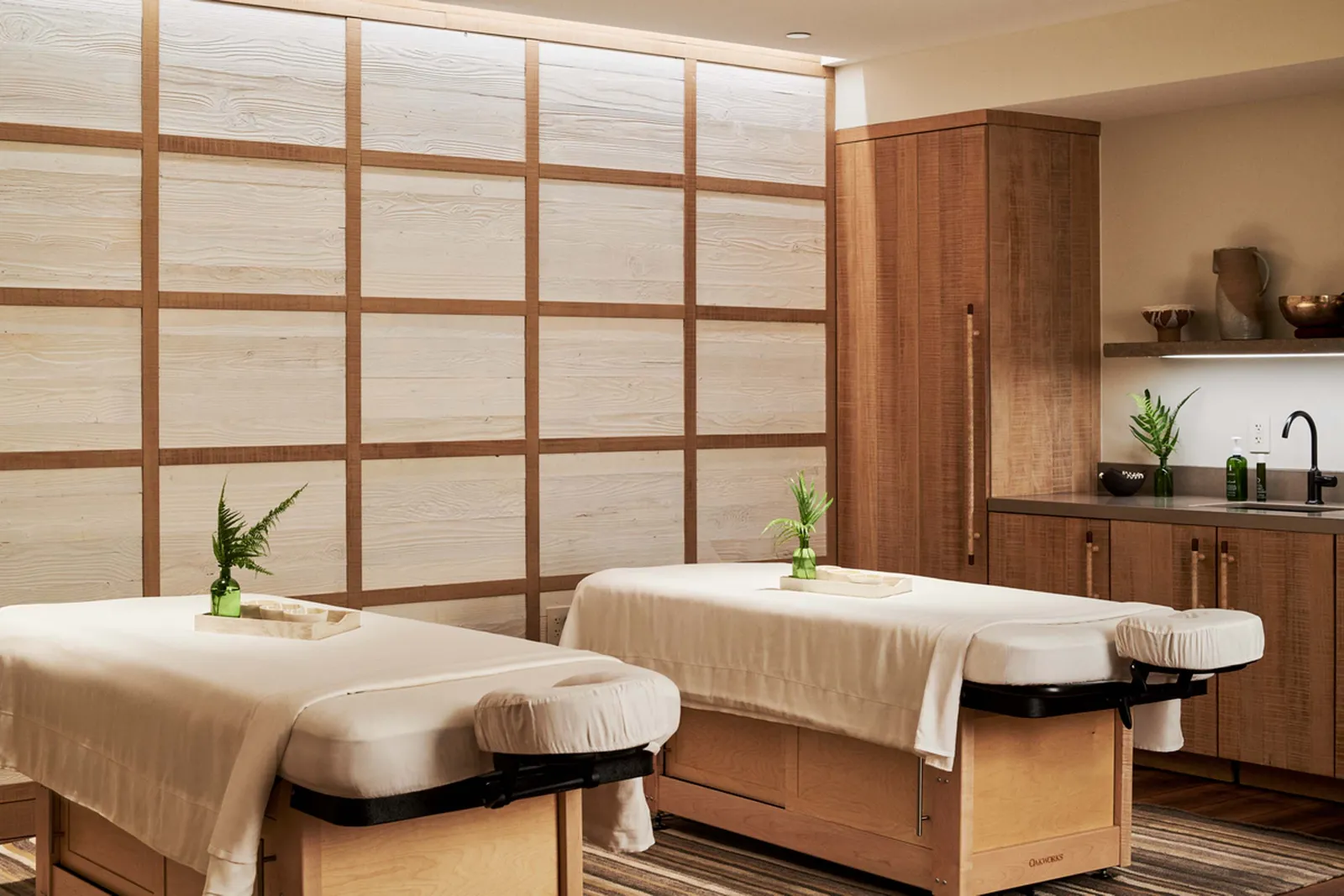Image may contain Indoors Interior Design Bed Furniture Spa and Plant