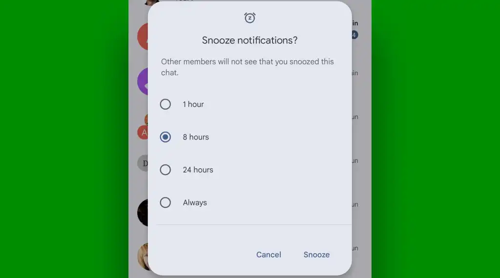 Google Messages Android snooze notifications