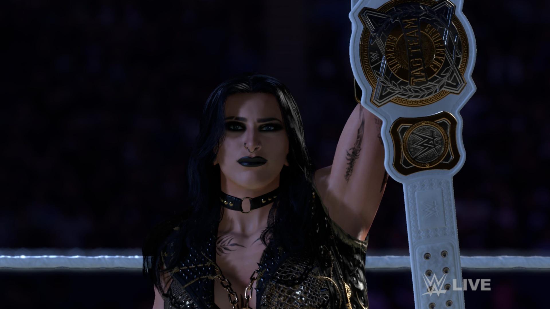 WWE 2K26 gameplay screenshot highlighting wrestler character and environment