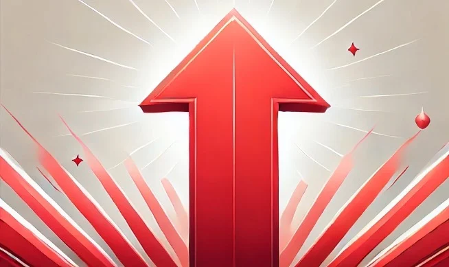 A red arrow pointing up